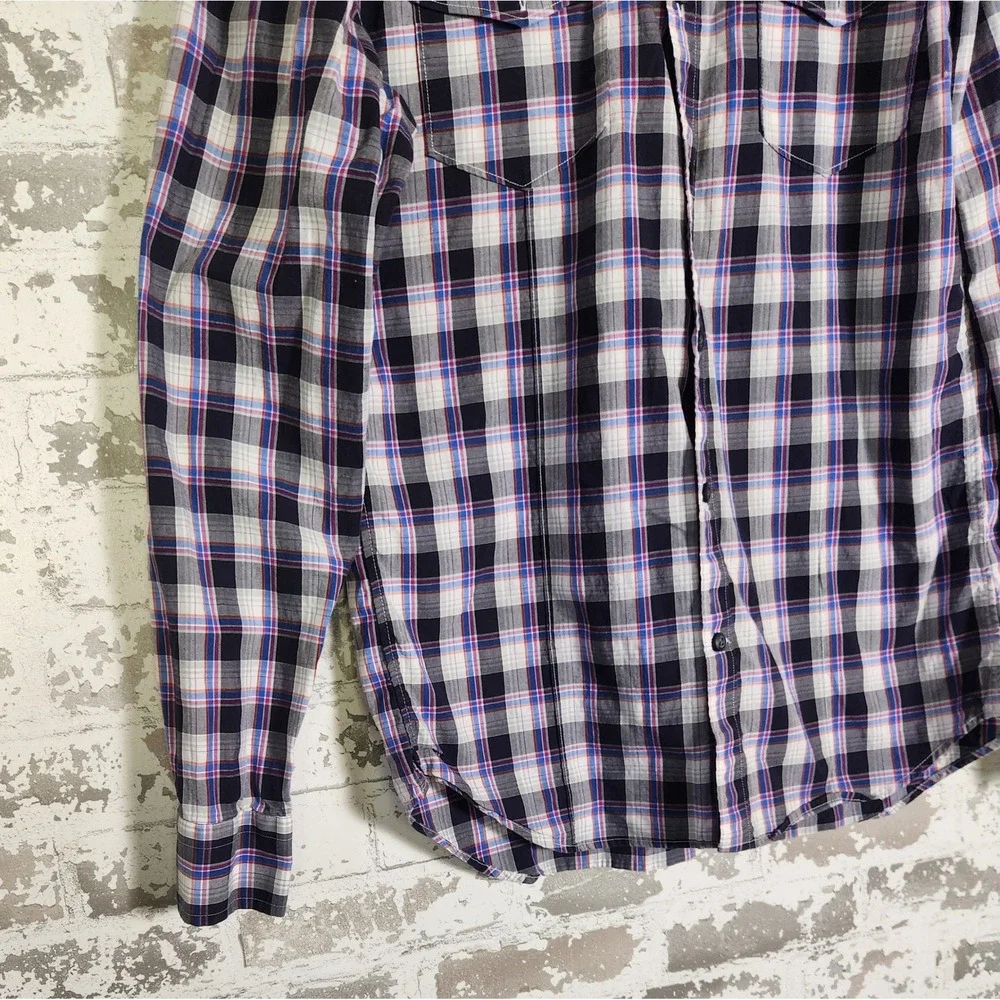 Banana Republic Slim Fit Plaid Long Sleeve Button Down Shirt Men's Medium Purple